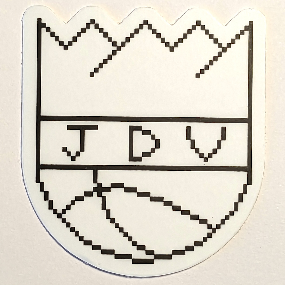 picture of white 8-bit JDV sticker